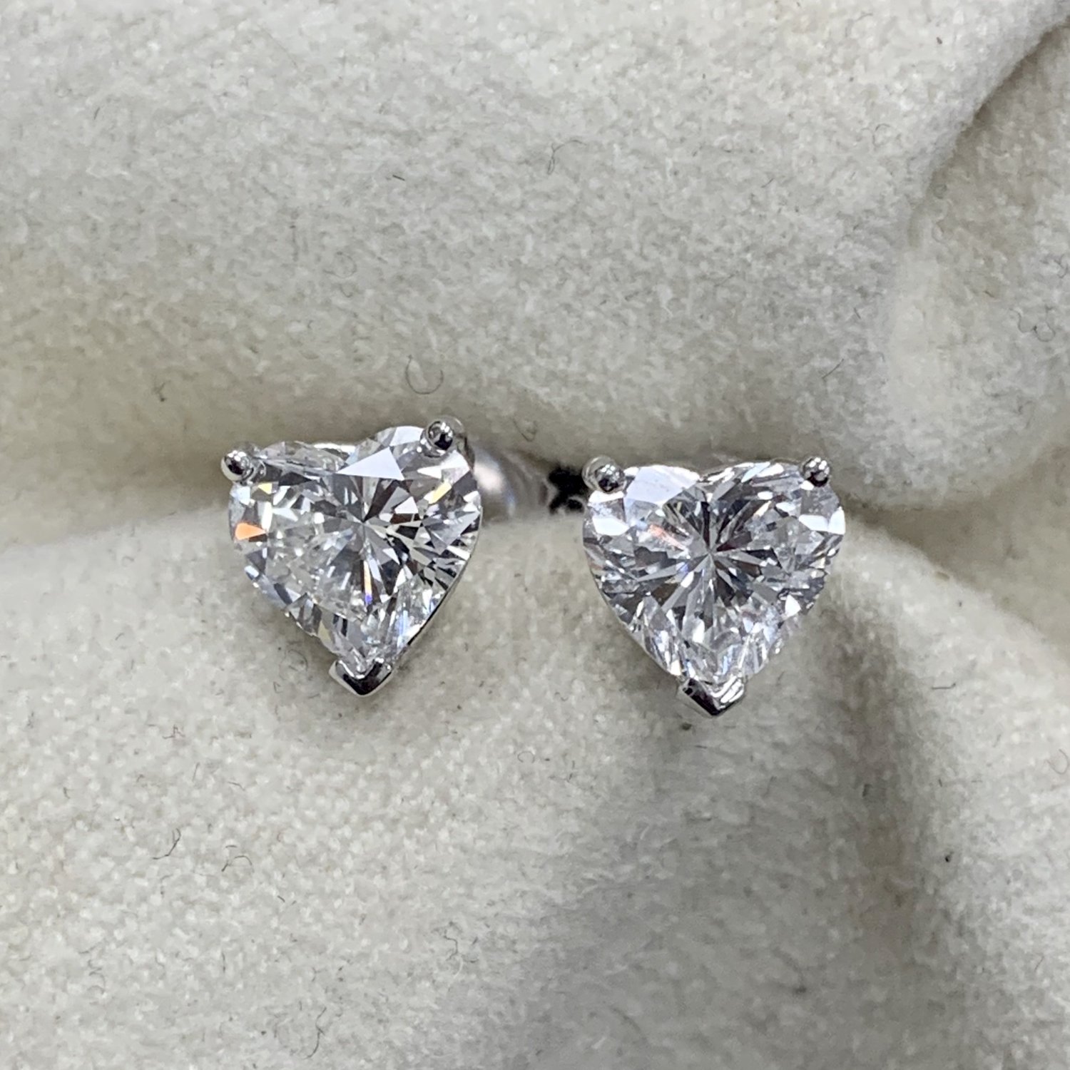Gold Diamond Studs, 2 Ct Heart Created Diamond Earrings, Real Solid Go -  Brilliant Lab Creations